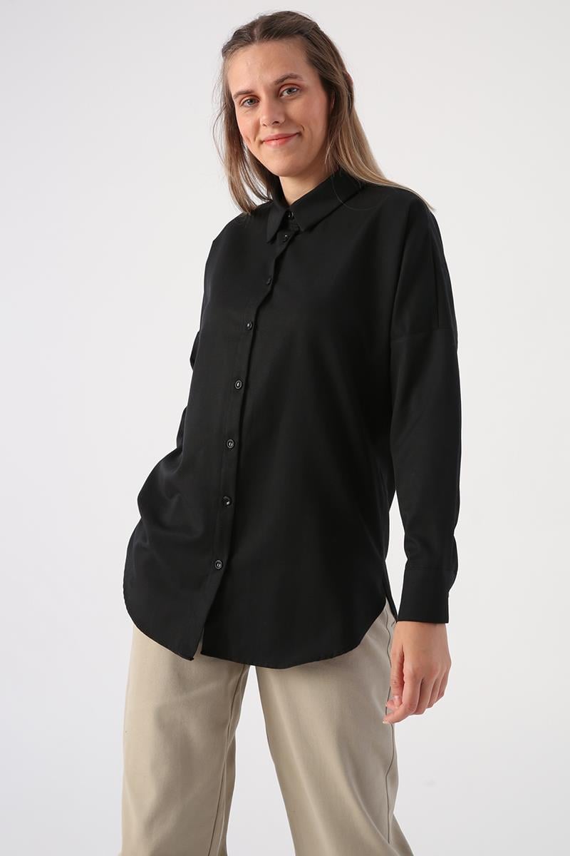 Black-Oversize Basic Shirt