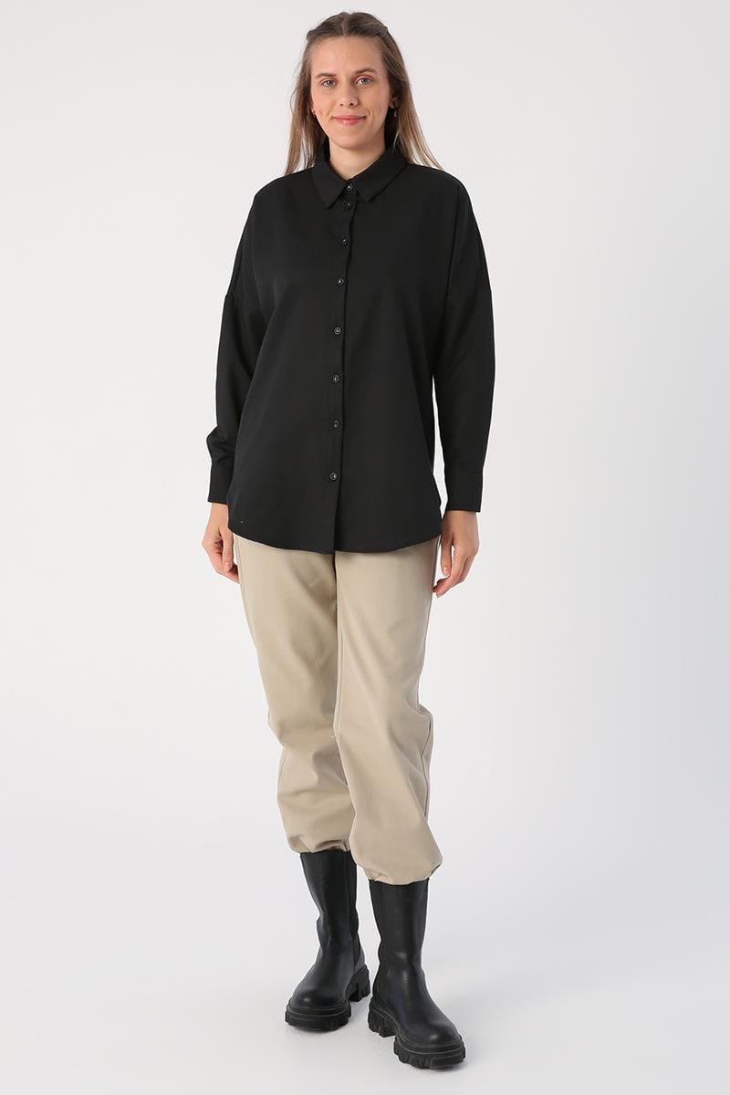 Black-Oversize Basic Shirt
