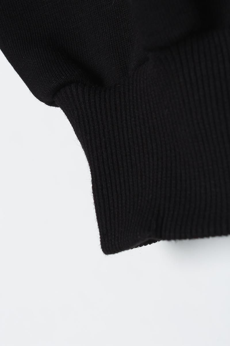 Siyah-Oversize Desenli Aplike Nakışlı Sweat Tunik