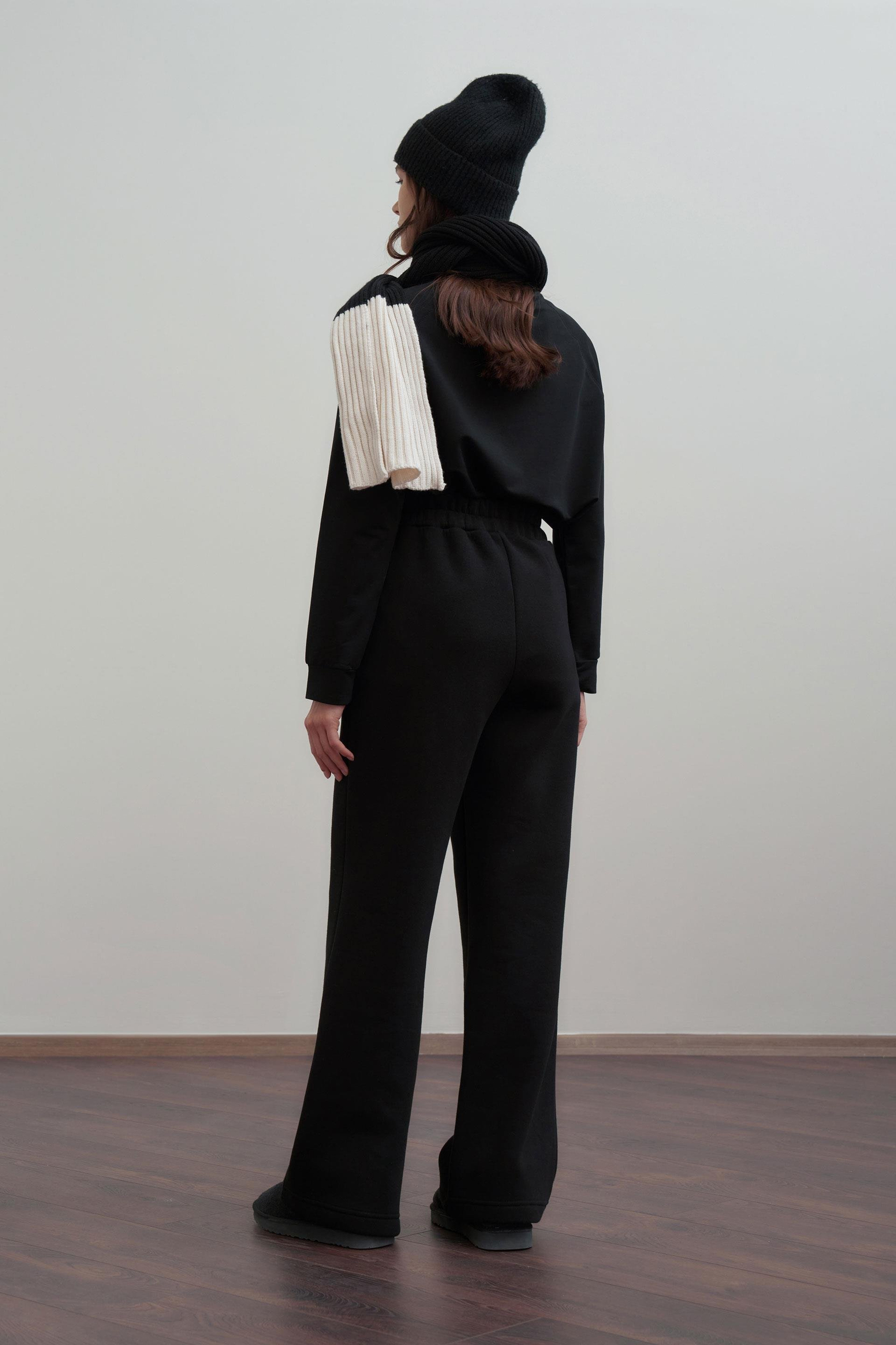 Siyah-Pamuklu Geniş Paça Eşofman Altı