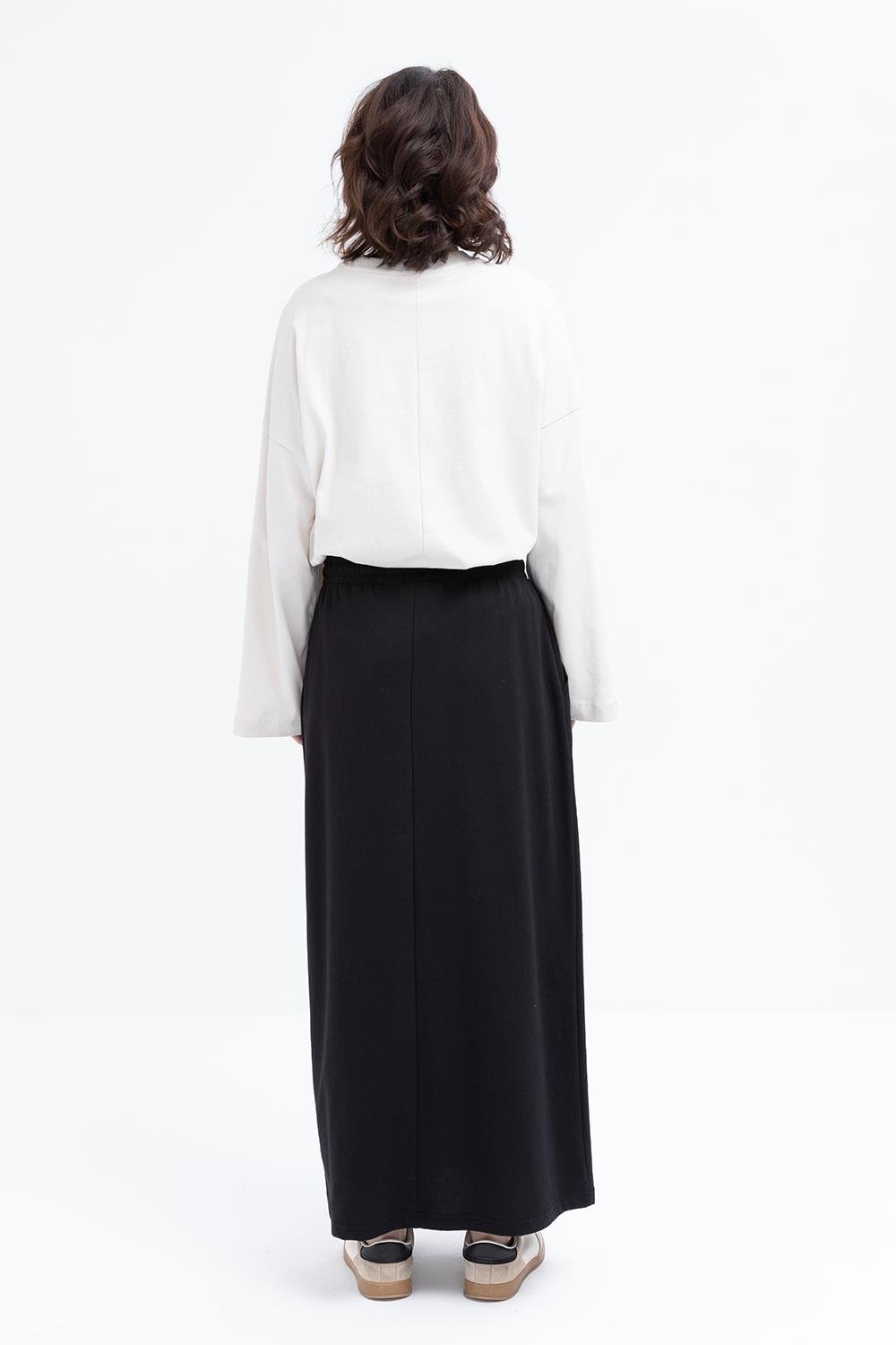 Siyah-Pamuklu İki Cepli Etek