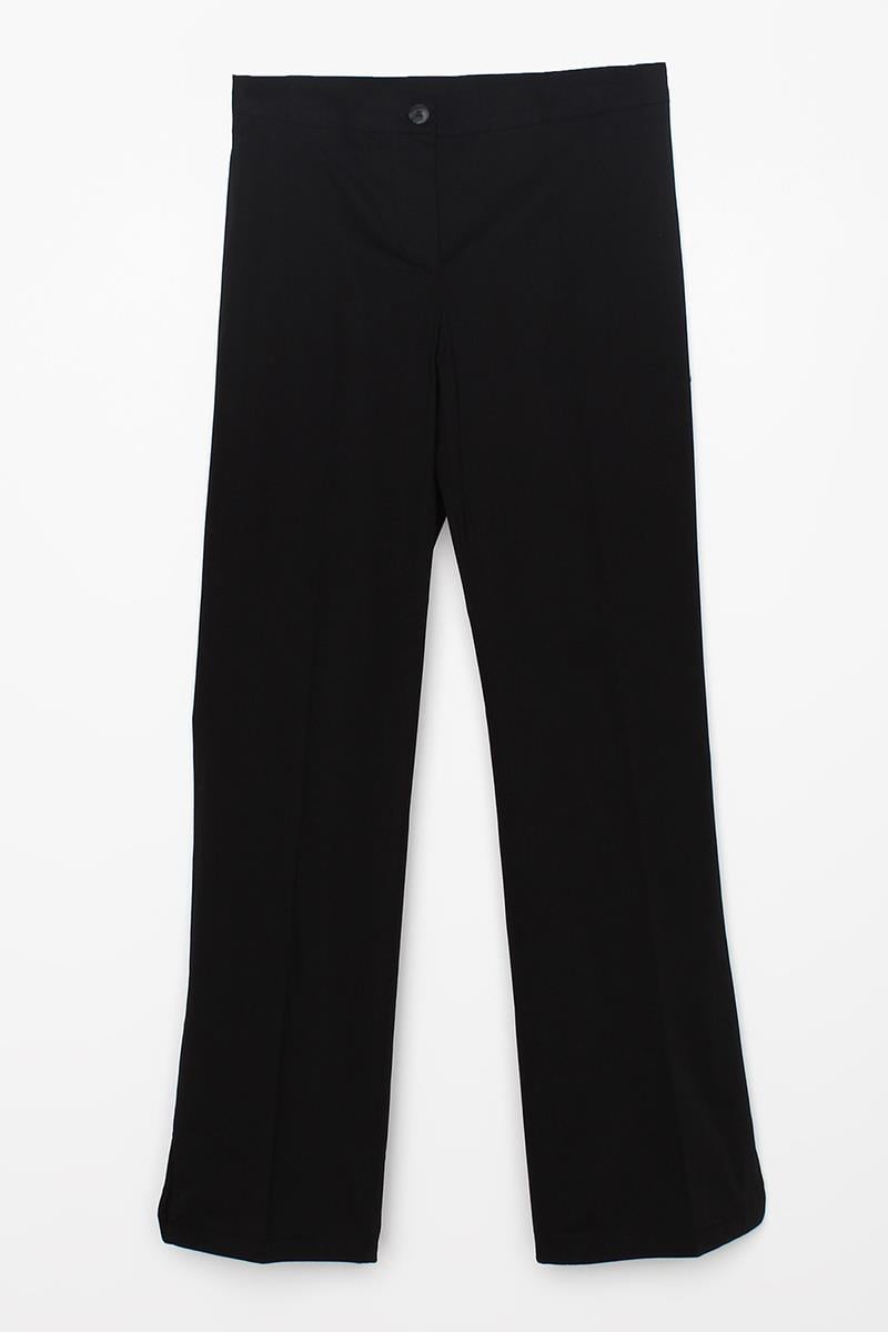 Hose mit weitem Bein aus schwarzem Baumwoll-Lycra mit Schlitzen an den Beinen und Eisenspuren