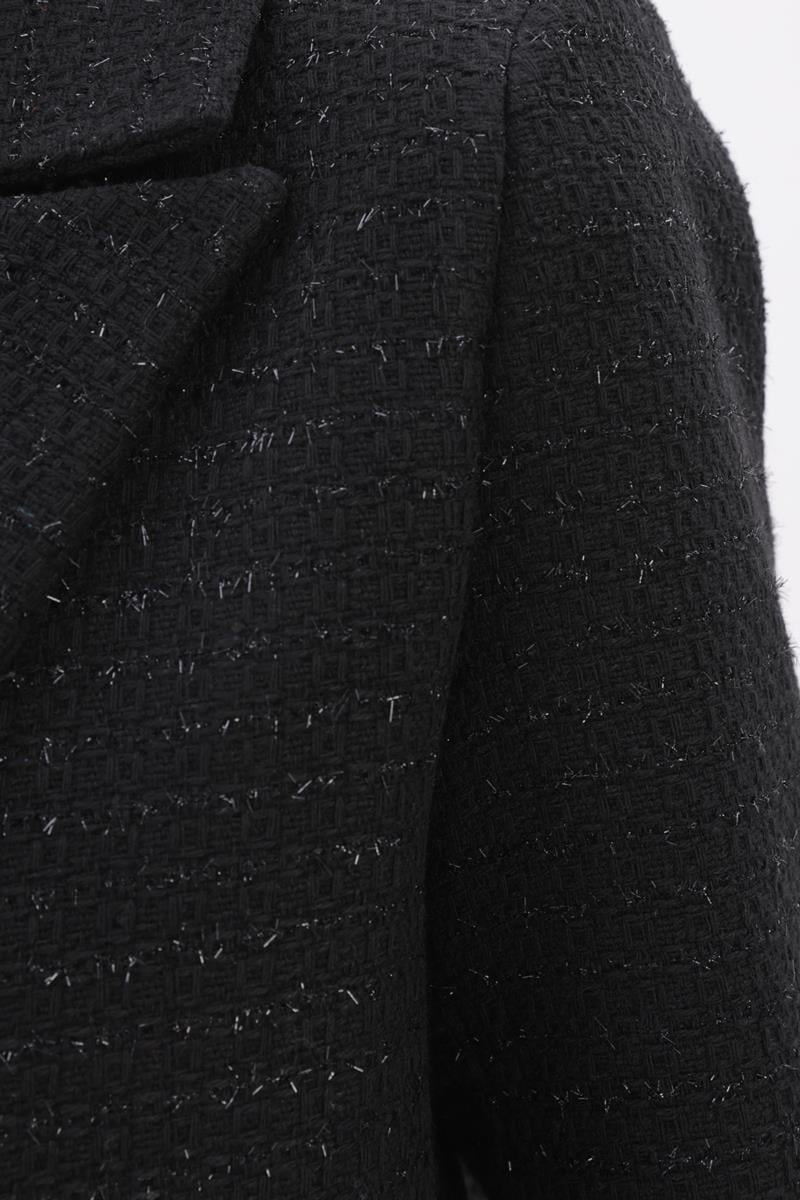 Siyah-Simli Tüvit Kumaş Blazer Ceket