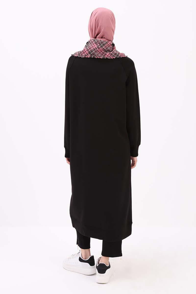 Siyah-Tüvit Garnili Sweat Tunik
