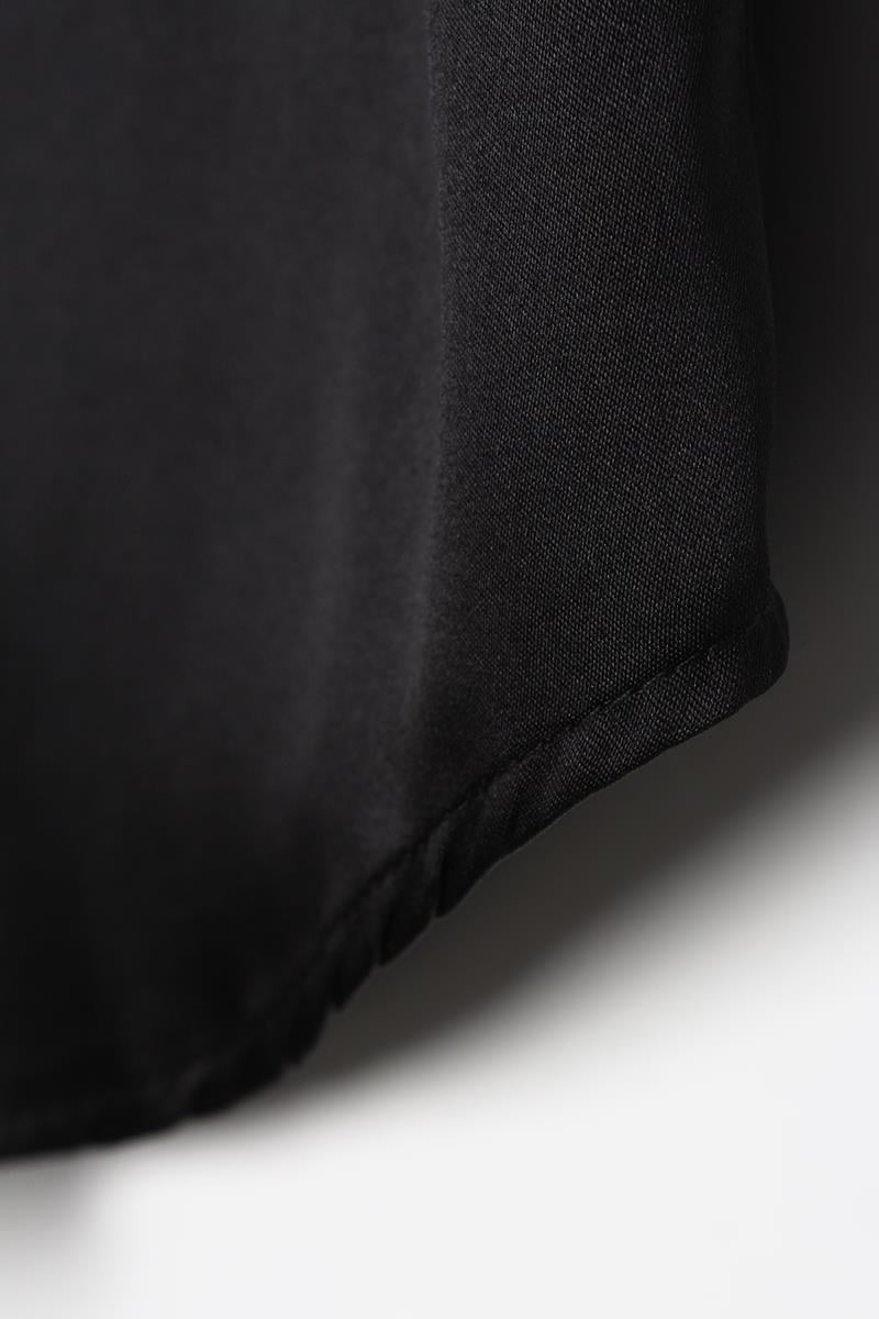 Black-Long Sleeve Satin Shirt