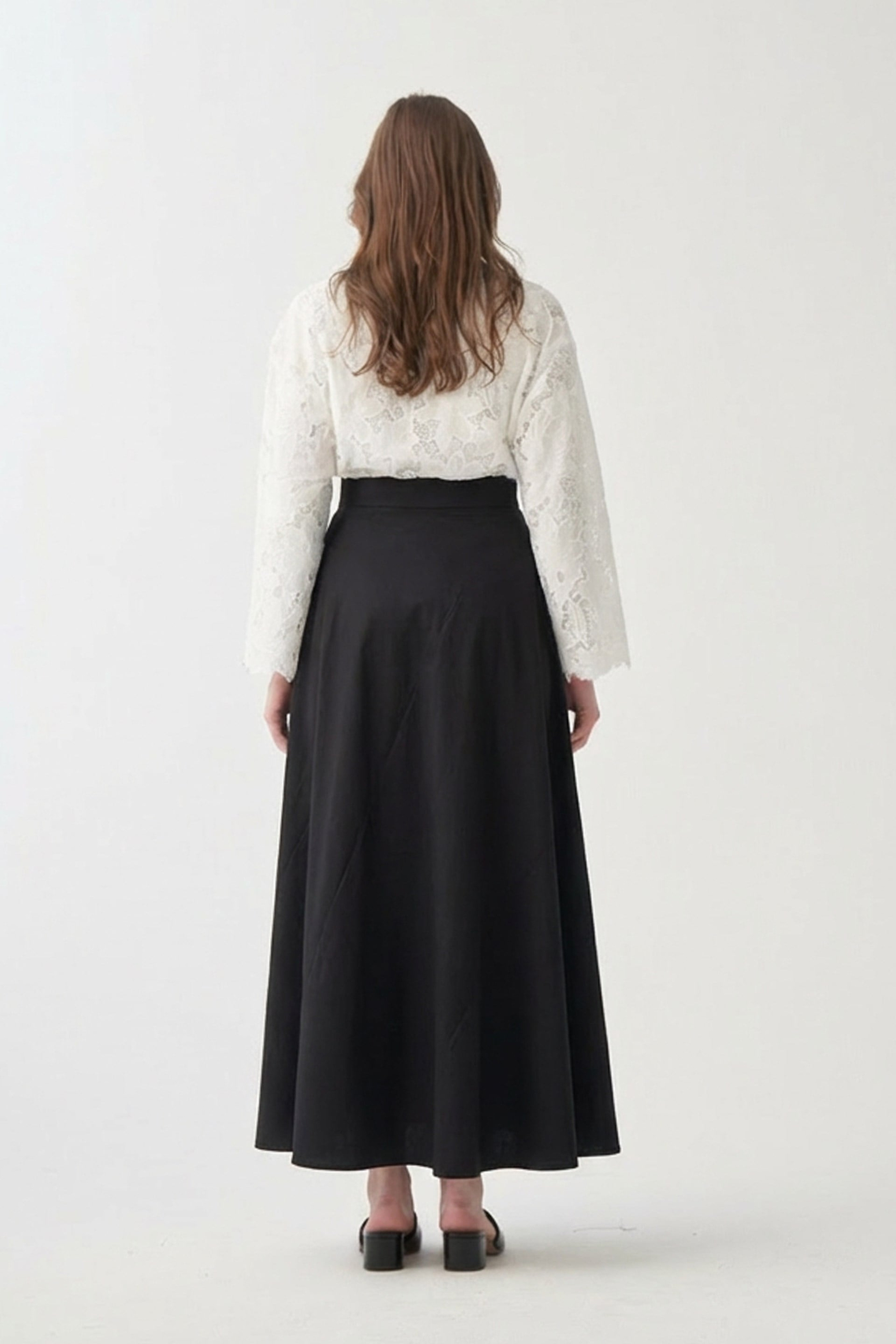 Black-Bias Cut Panel Skirt