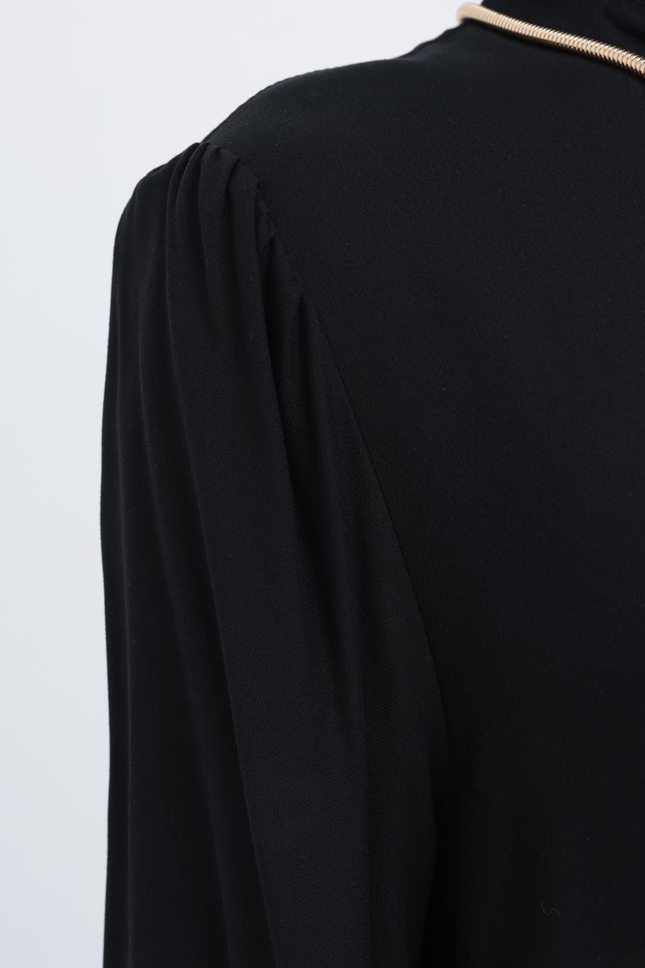 Black-High Neck Gathered Dress