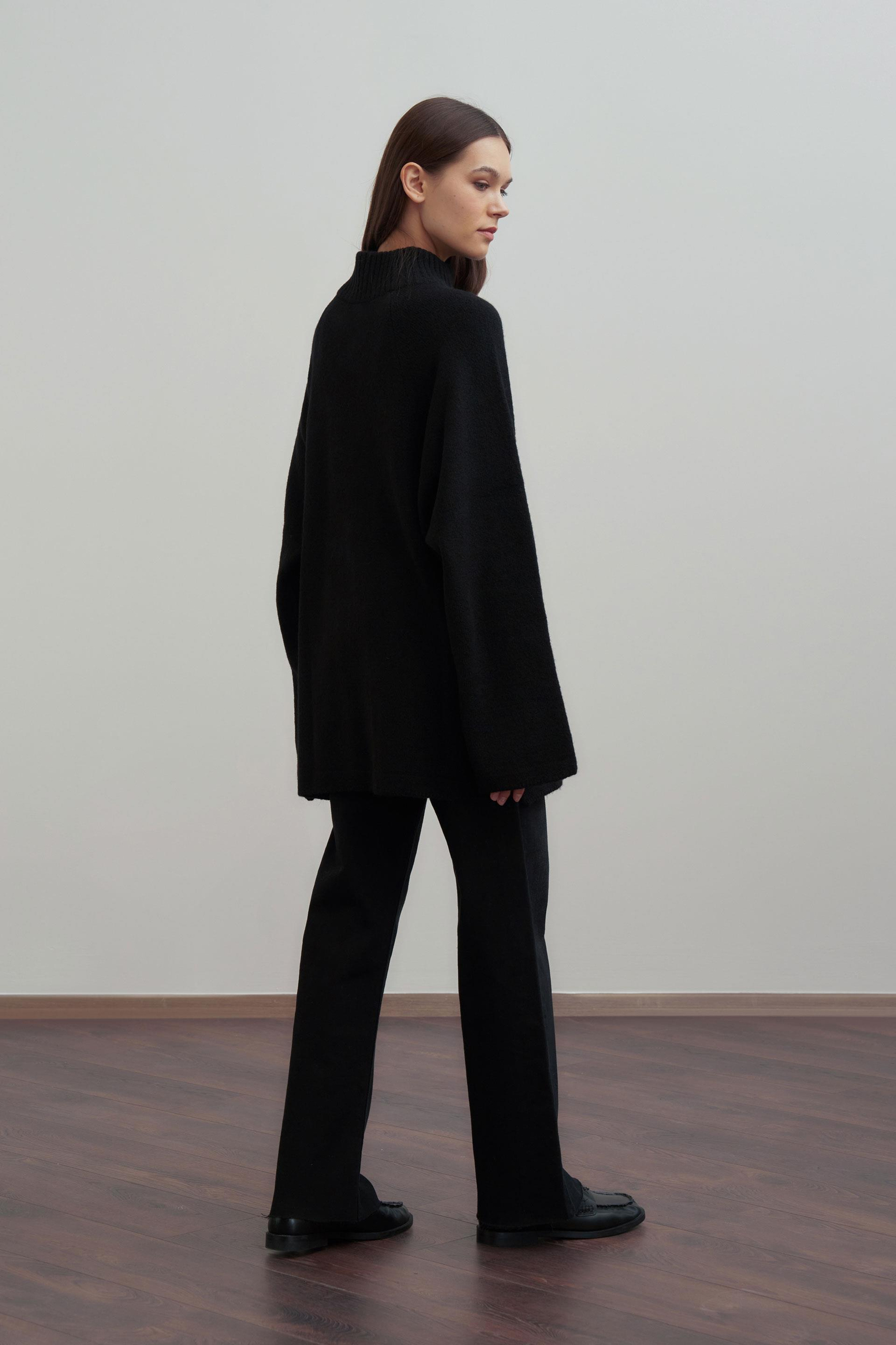 Siyah-Yarım Fermuarlı Kazak