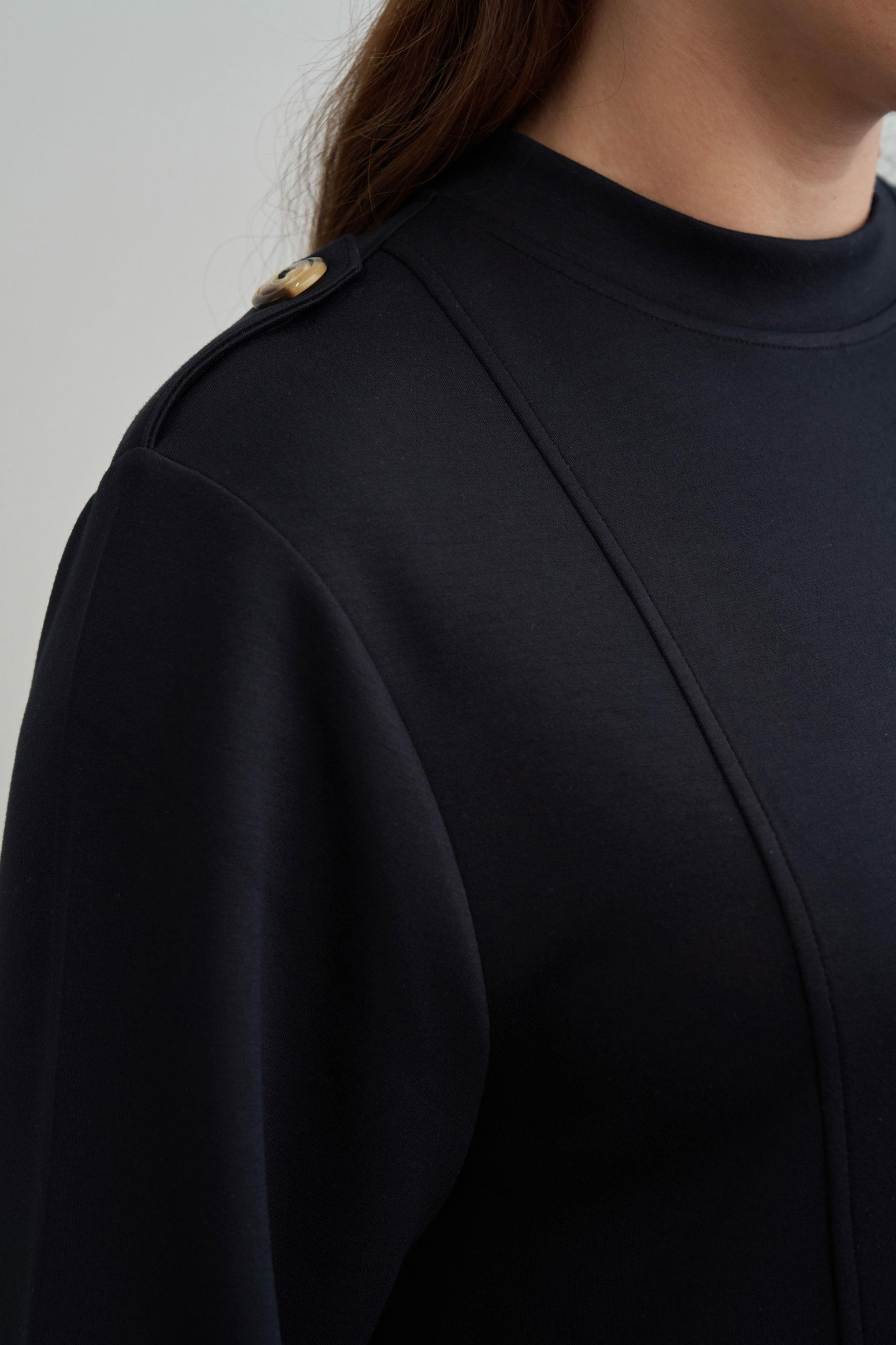 Siyah-Yumuşak Dokulu Apoletli Elbise