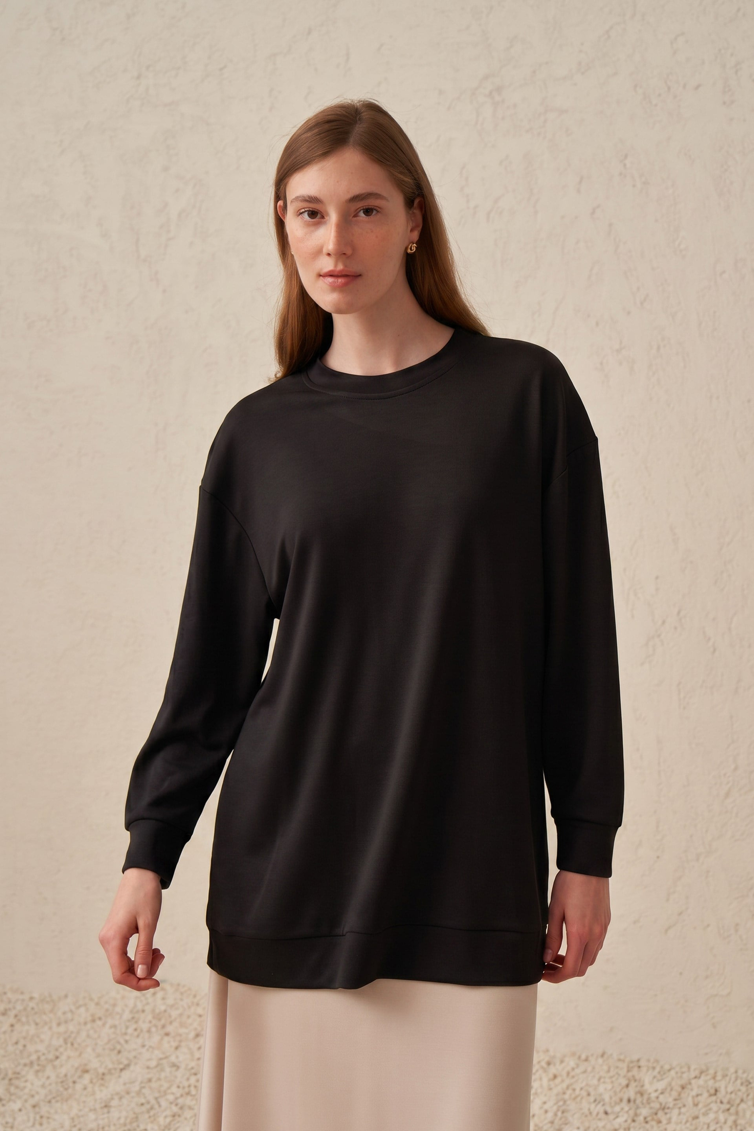 Noir-Sweatshirt À Texture Douce