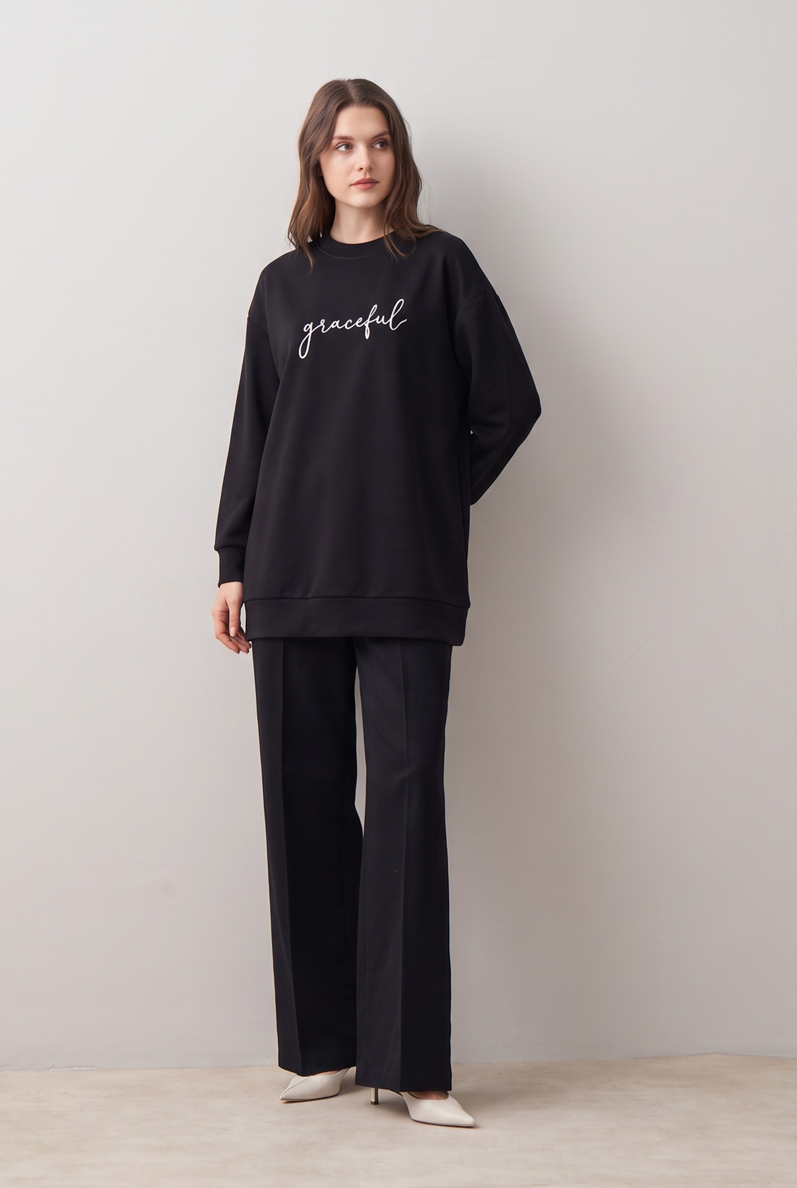 Siyah-Yumuşak Dokulu Sweatshirt