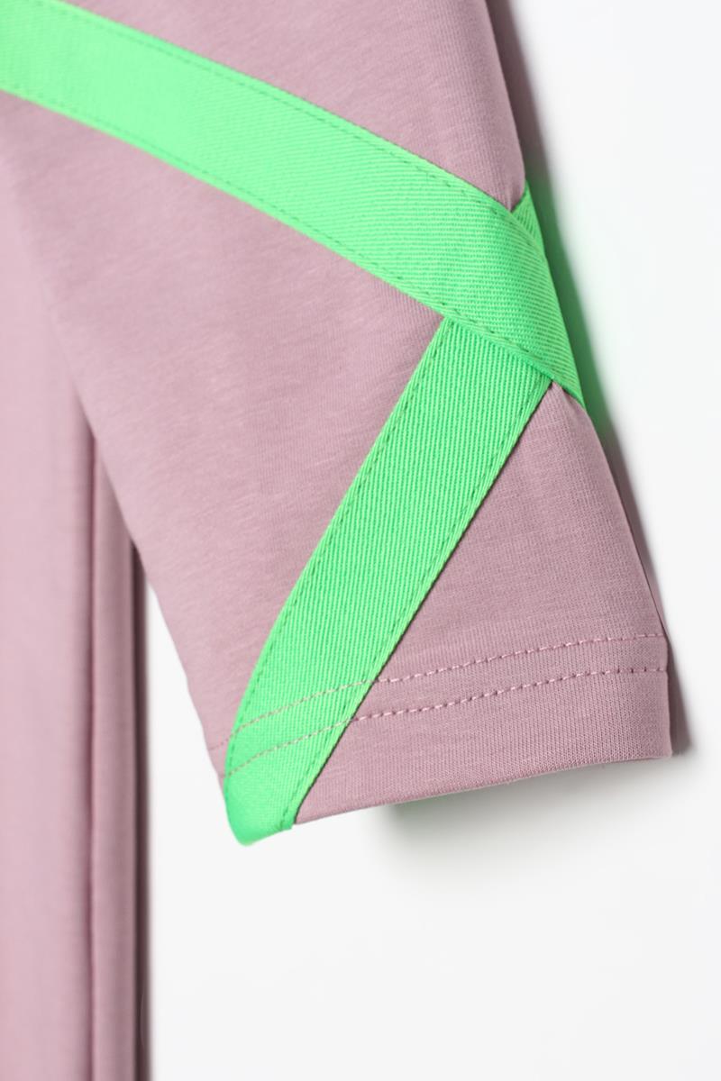 Soft Lila-Neon Şerit Detaylı Sweat Tunik