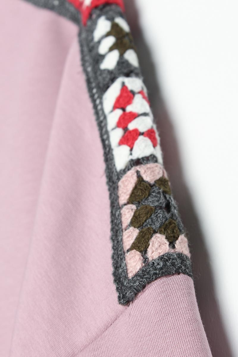 Soft Lila-Oversize Renkli Motifli Örme Tunik