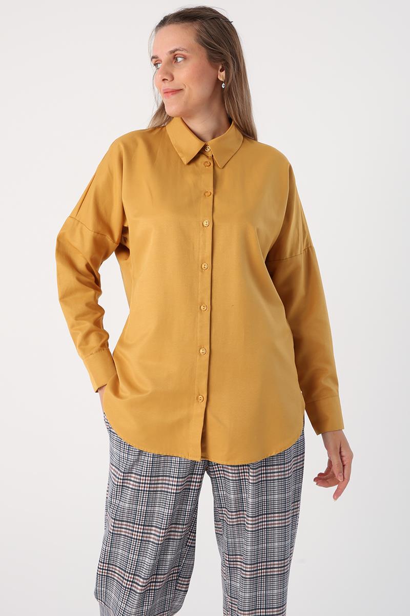 Chemise basique oversize jaune doux