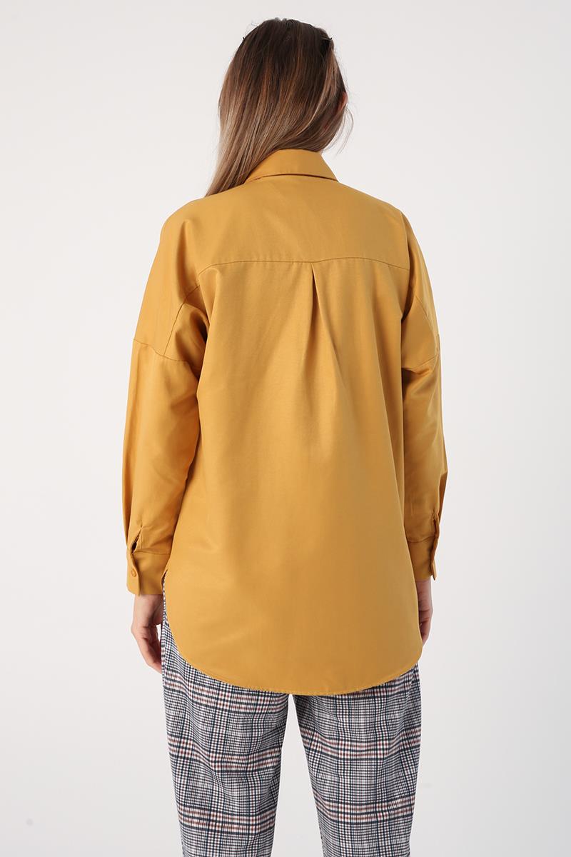 Chemise basique oversize jaune doux
