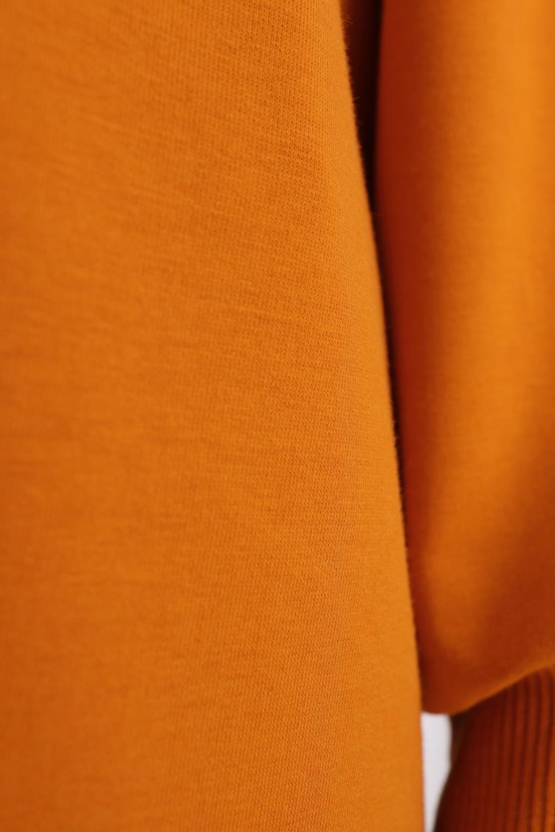 Soft Turuncu-Mode Nakışlı Reglan Kol Tunik