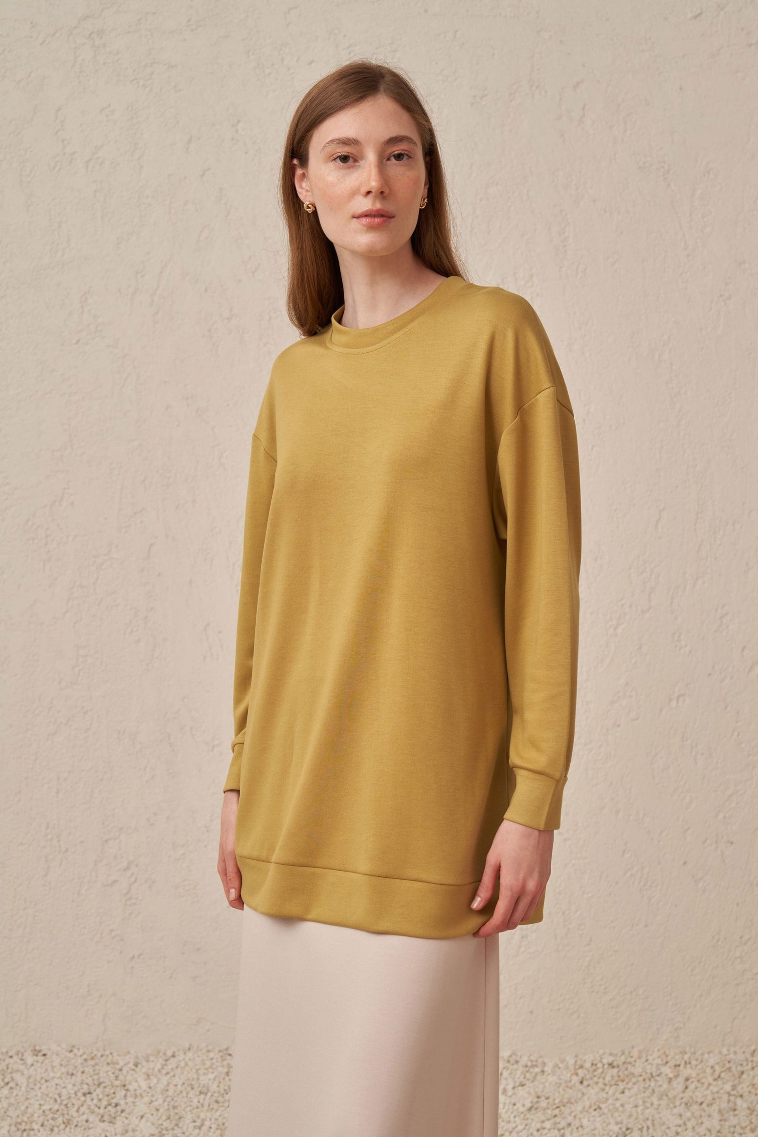 Vert Doux-Sweatshirt à Texture Douce