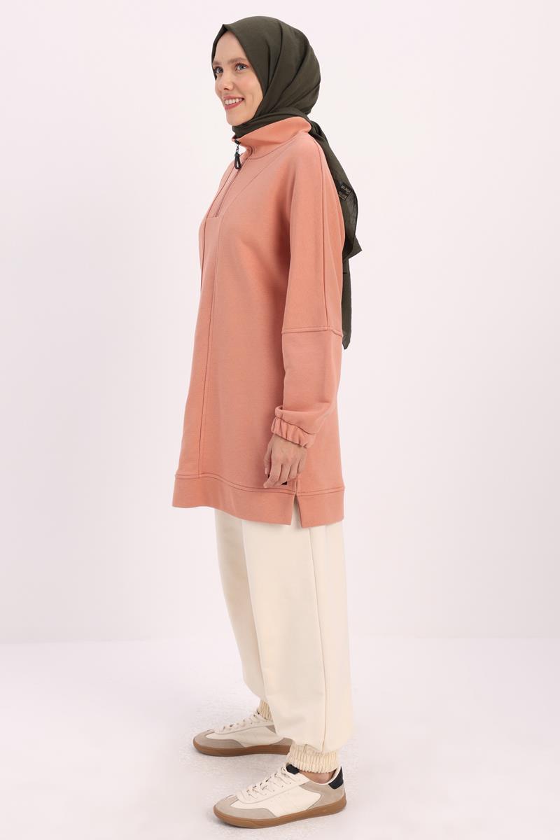 Somon-DİK YAKALI FERMUARLI SWEAT TUNİK