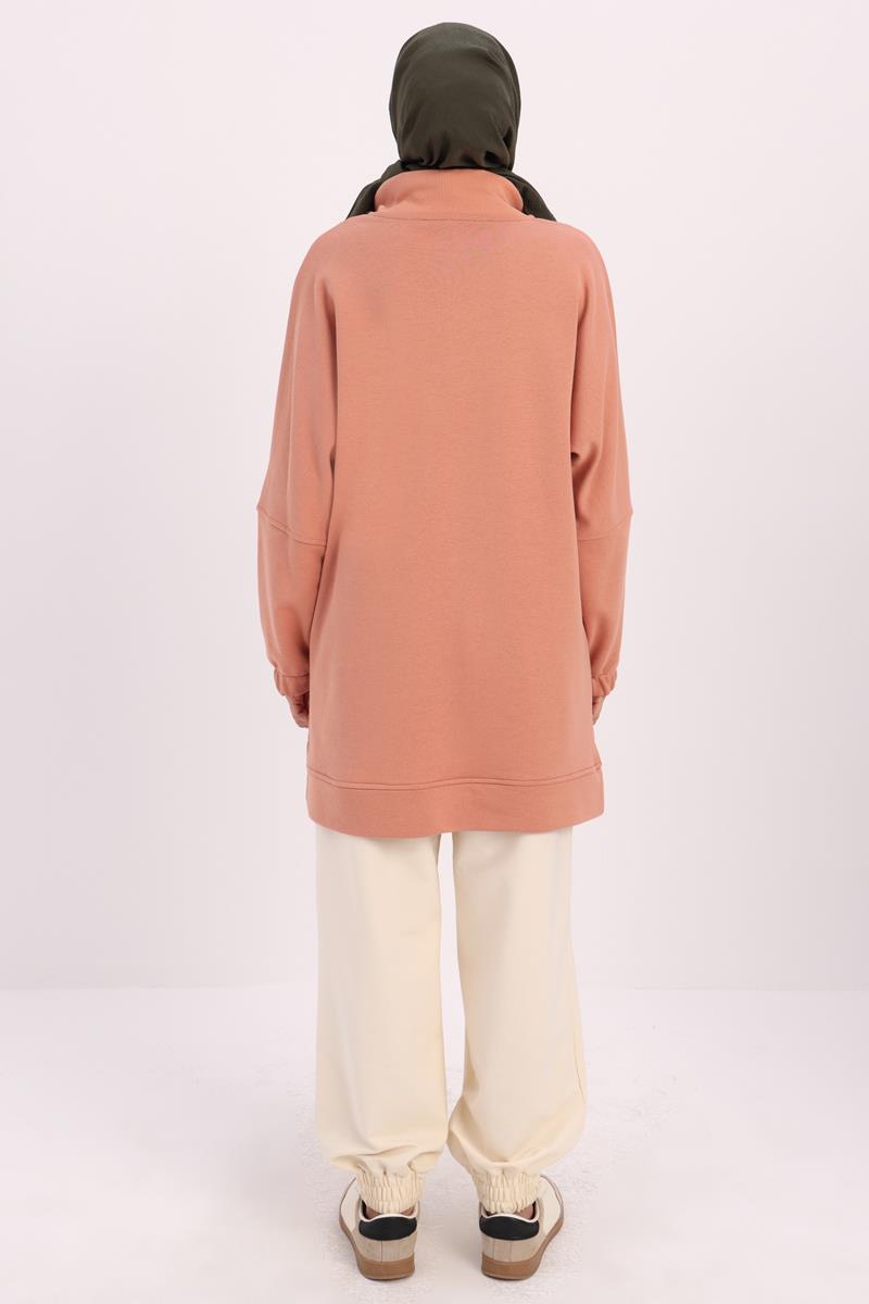 Somon-DİK YAKALI FERMUARLI SWEAT TUNİK