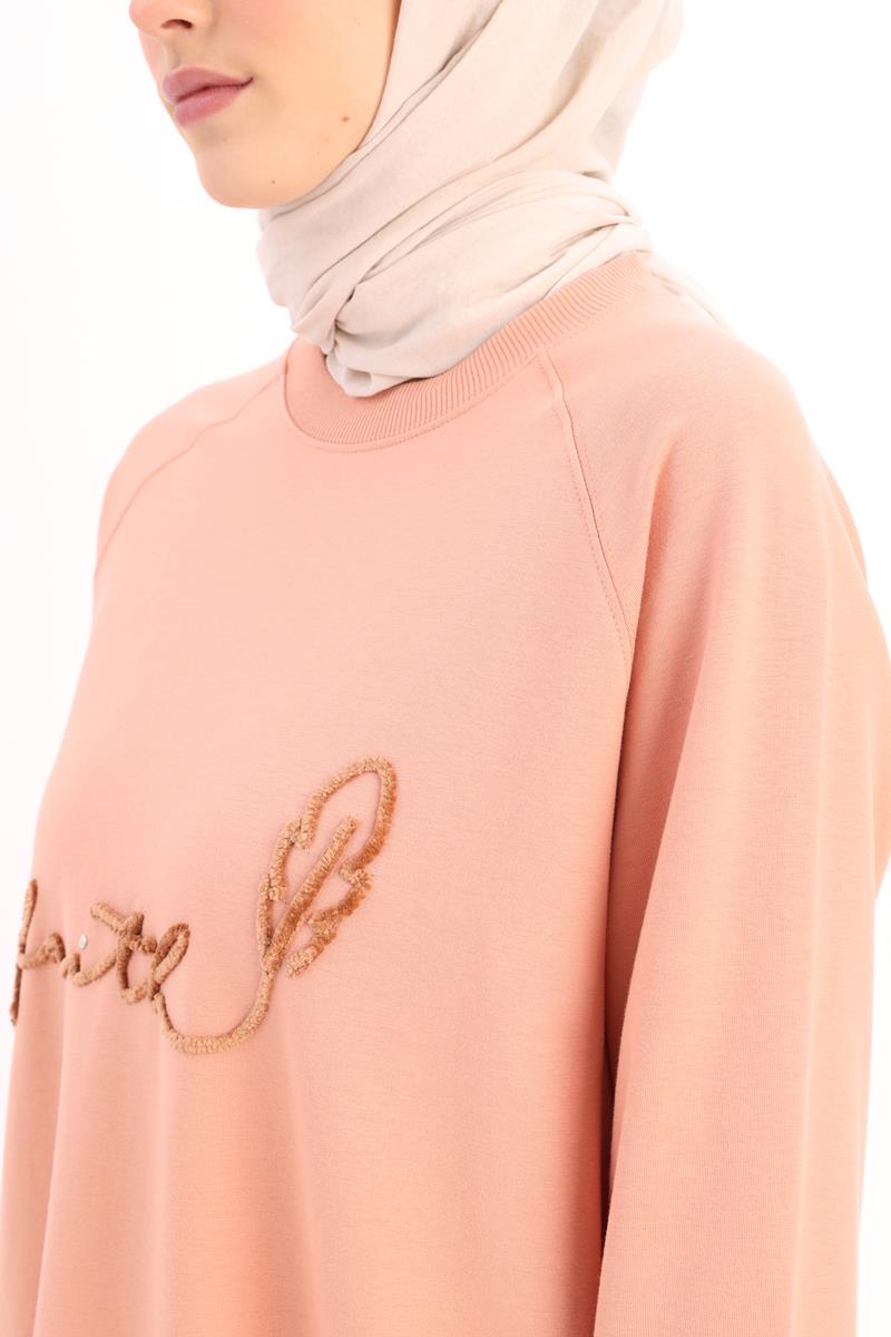 Somon-Faıth Yazılı Nakışlı Sweat Tunik