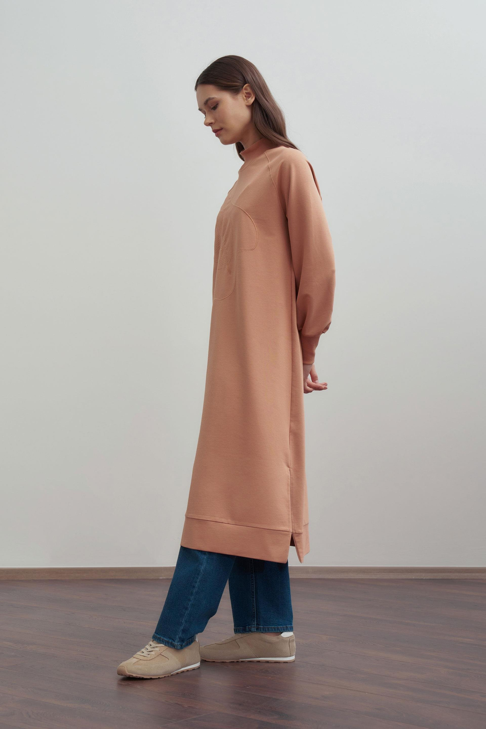 Somon-Nakışlı Uzun Tunik