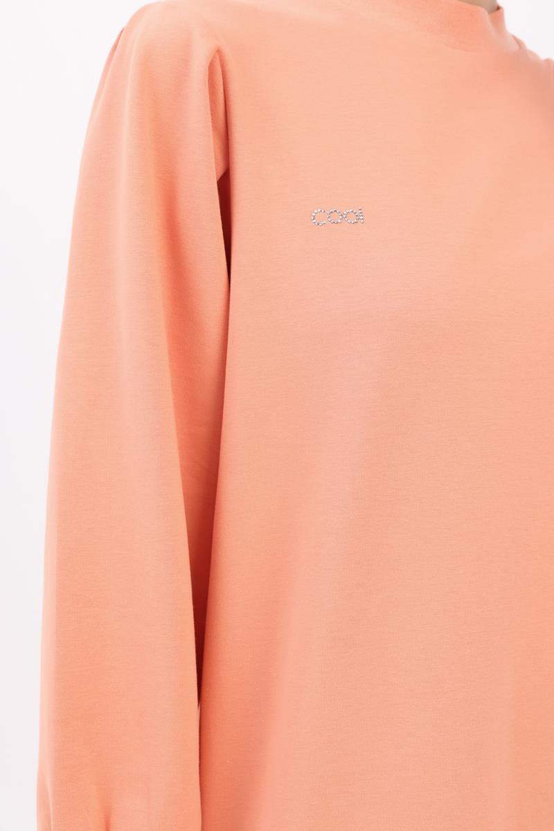Somon-TAŞ YAZILI KOLU PİLELİ YANI YIRTMAÇLI TUNİK