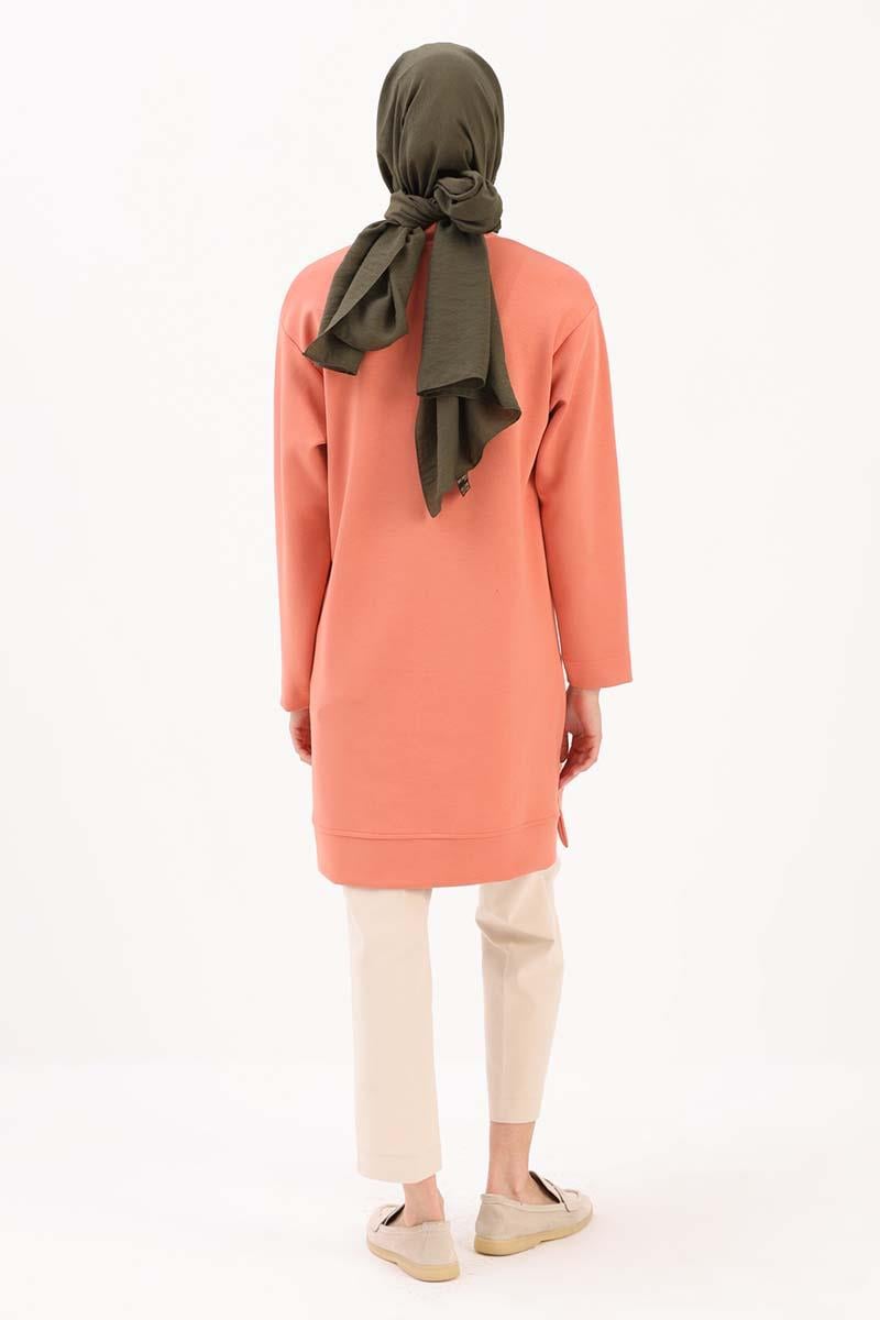 Somon-Taşlı Geometrik Çima Detaylı Tunik