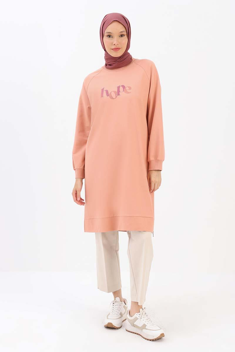 Somon-YANDAN GARNİ YIRTMAÇLI SWEAT TUNİK