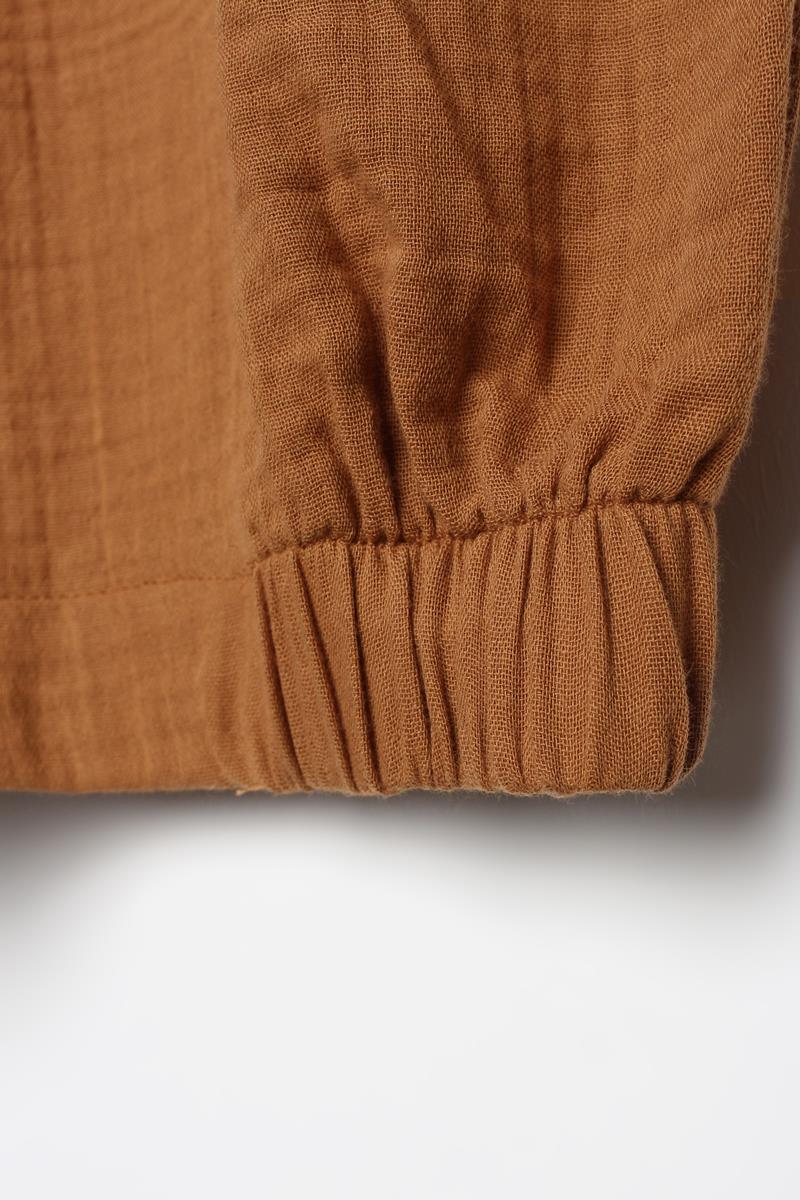 Taba-Pileli Geniş Paçalı Lastikli Şalvar Pantolon
