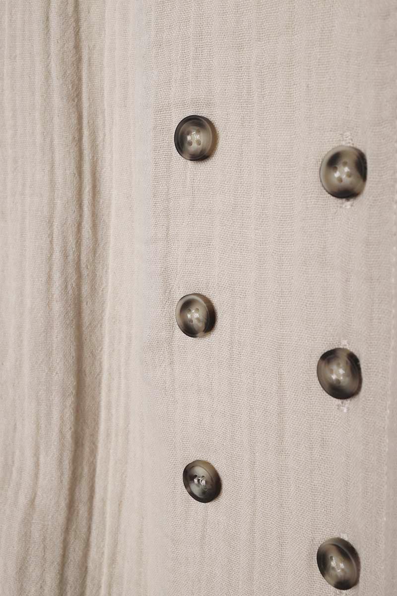 Taş-%100 Pamuklu Çift Düğmeli Gömlek Tunik