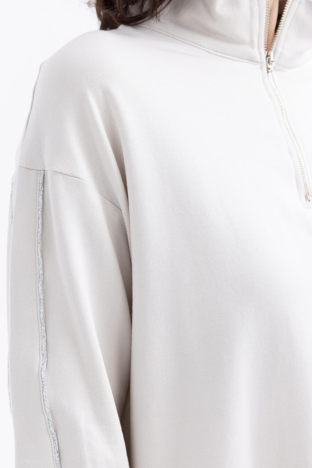 Taş-Arabiyeli Fermuarlı Sweat Tunik