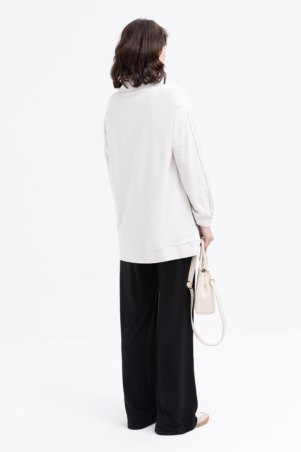 Taş-Arabiyeli Fermuarlı Sweat Tunik