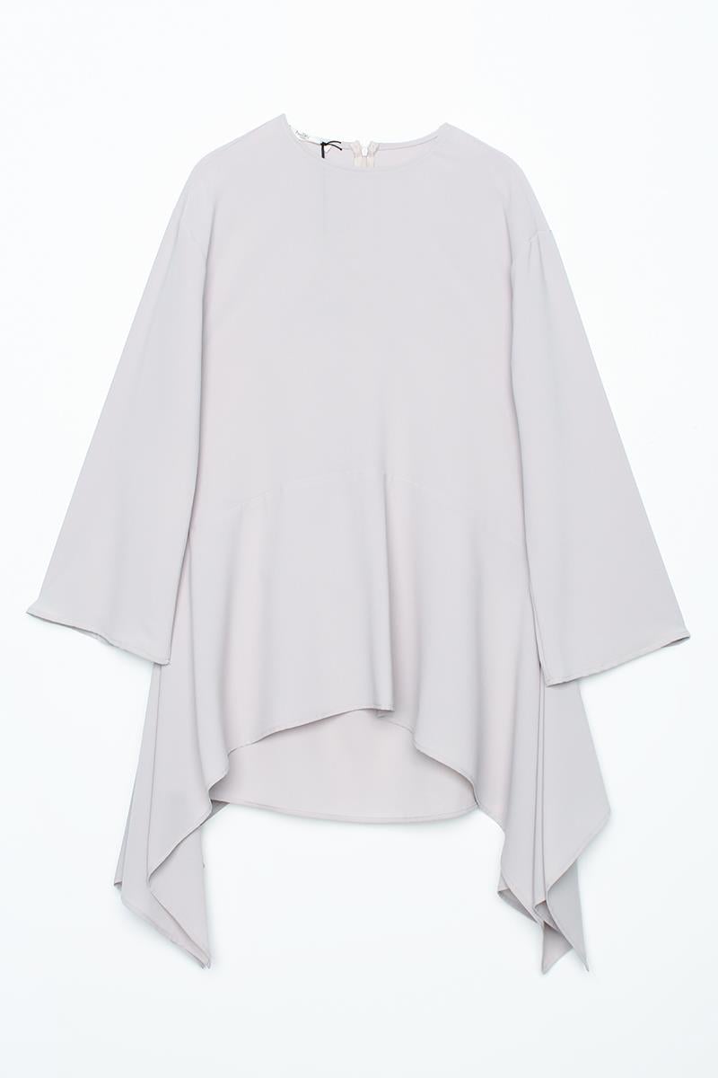 Taş-Asimetrik Kesim Tunikli Bol Paça Pantolonlu Salaş Takım