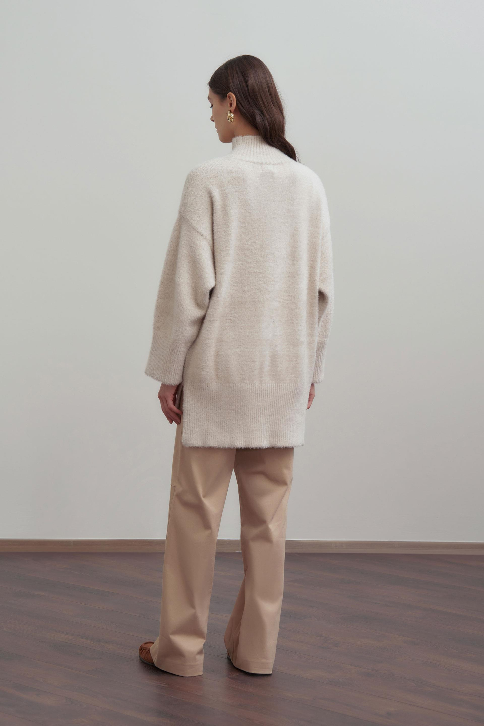 Taş-Balıkçı Yaka Sakal İplik Triko Kazak