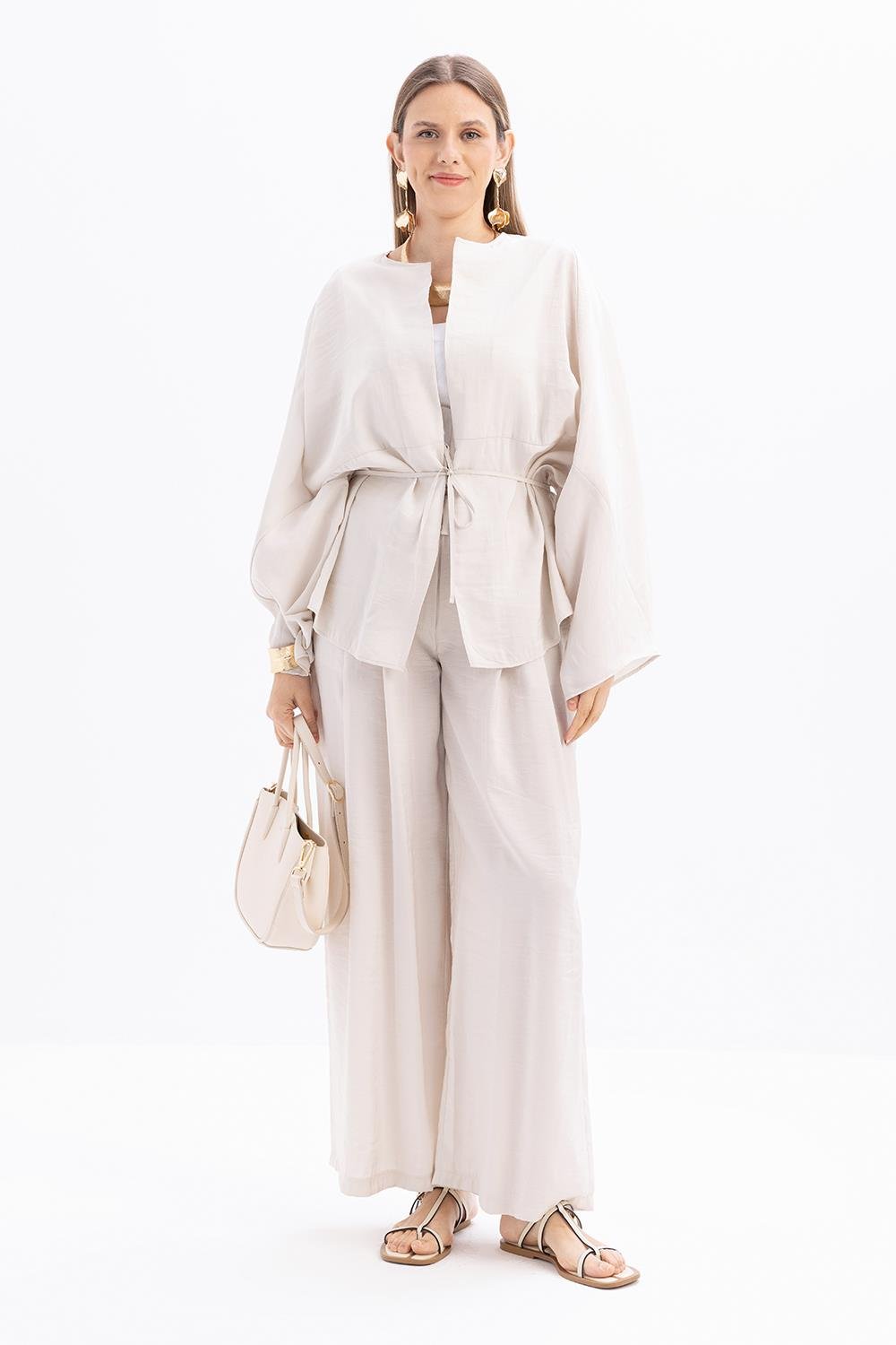 Stein-Kimono mit Bindegürtel