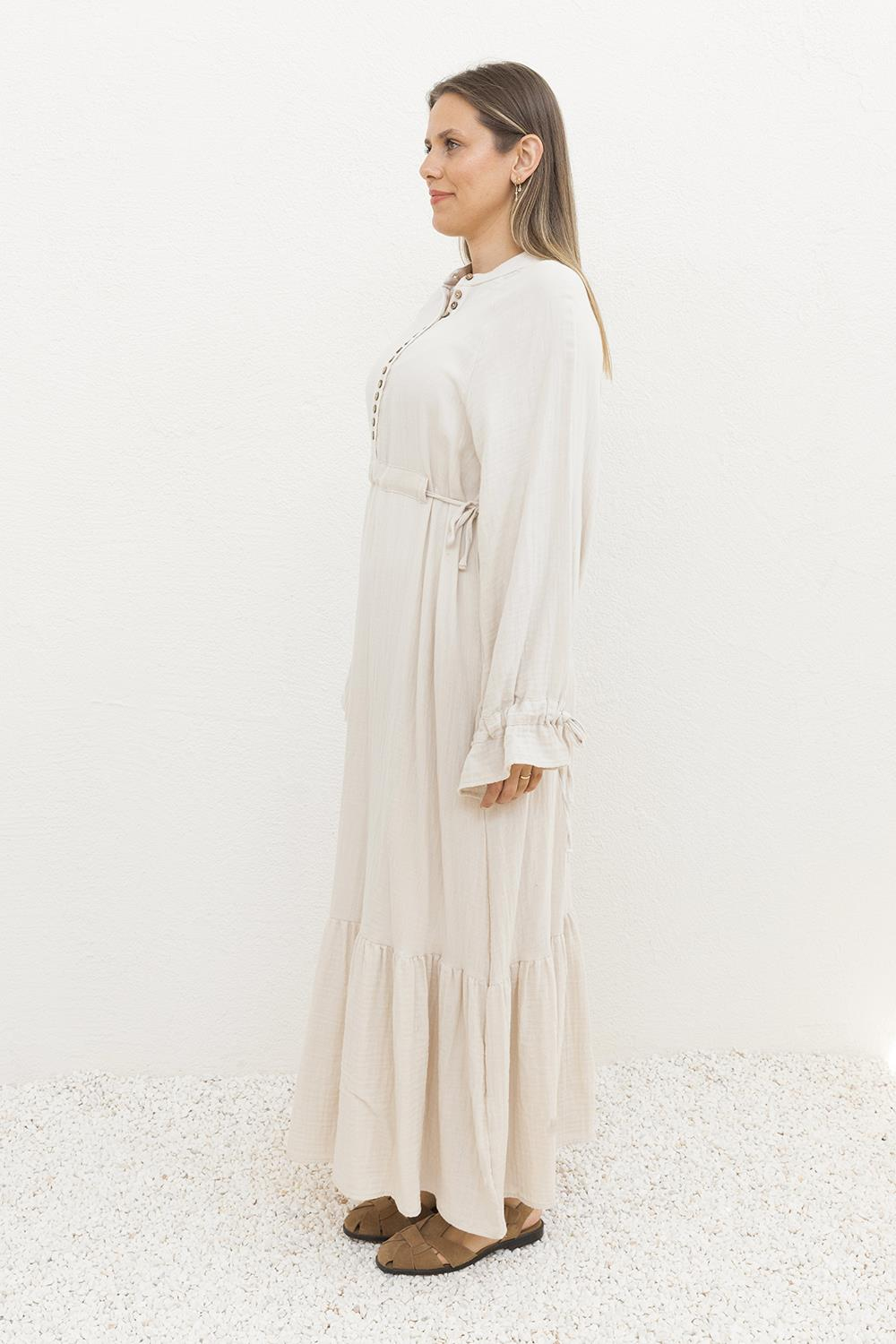 Stone-Waist Tied Belt Loop Dress