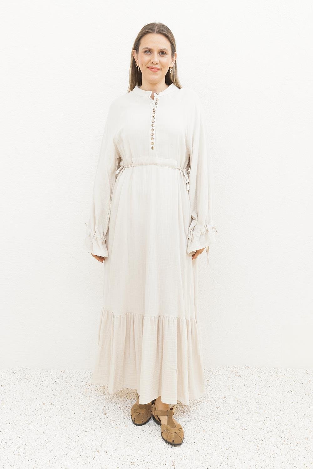 Stone-Waist Tied Belt Loop Dress