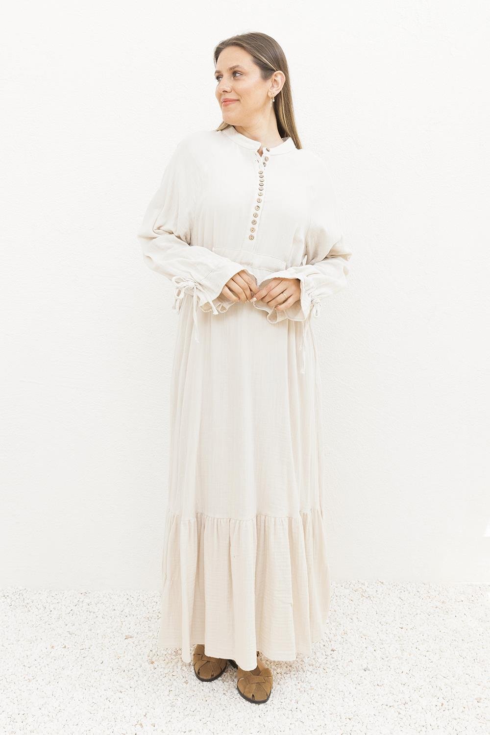 Stone-Waist Tied Belt Loop Dress