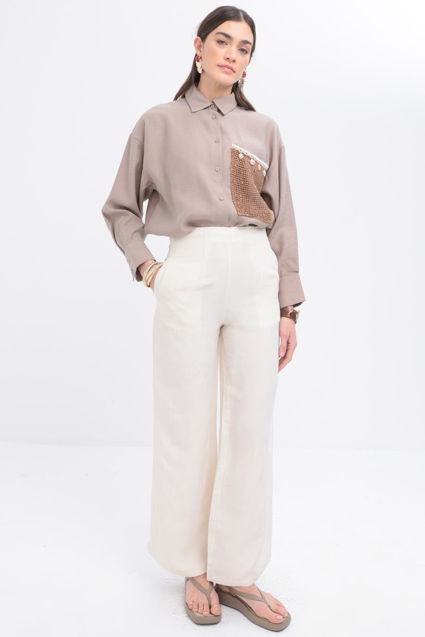 Taş-Bol Paça Keten Pantolon