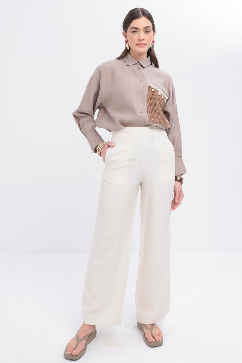 Taş-Bol Paça Keten Pantolon