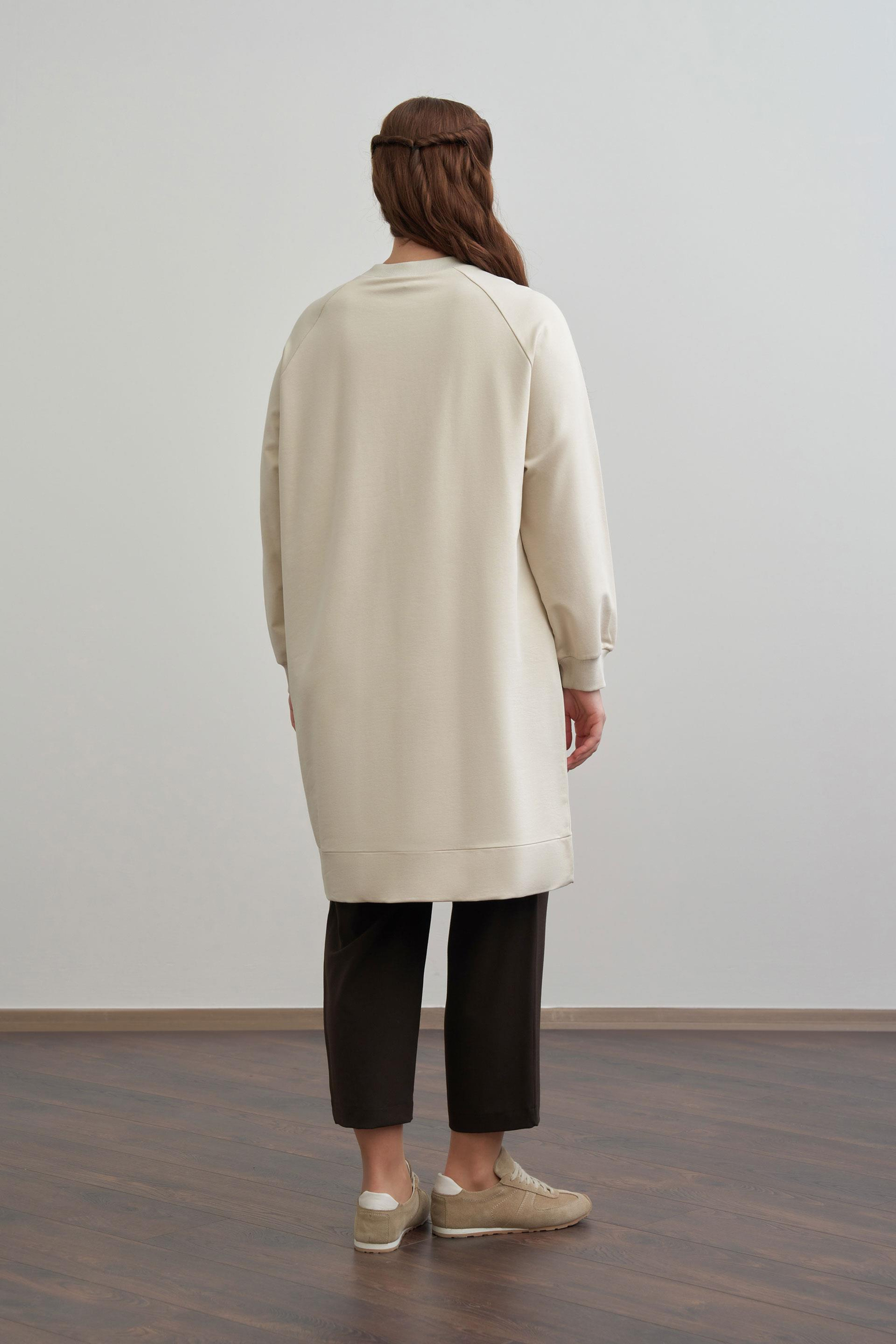 Taş-Büyük Beden Pamuklu Yaprak Desenli Tunik