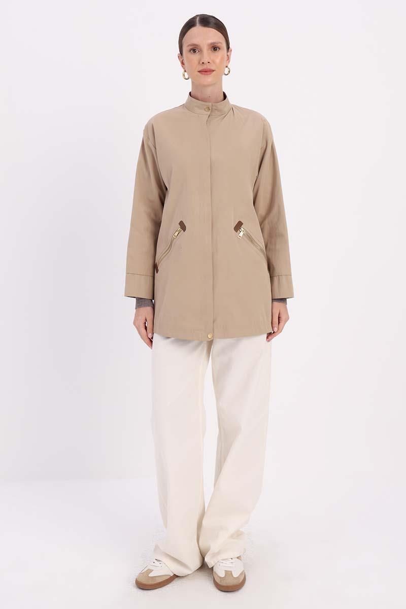 Stone-Pocket Zipped TRENCH COAT