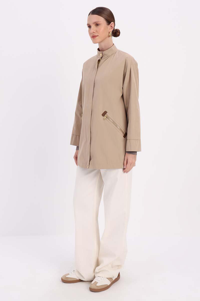 Stone-Pocket Zipped TRENCH COAT