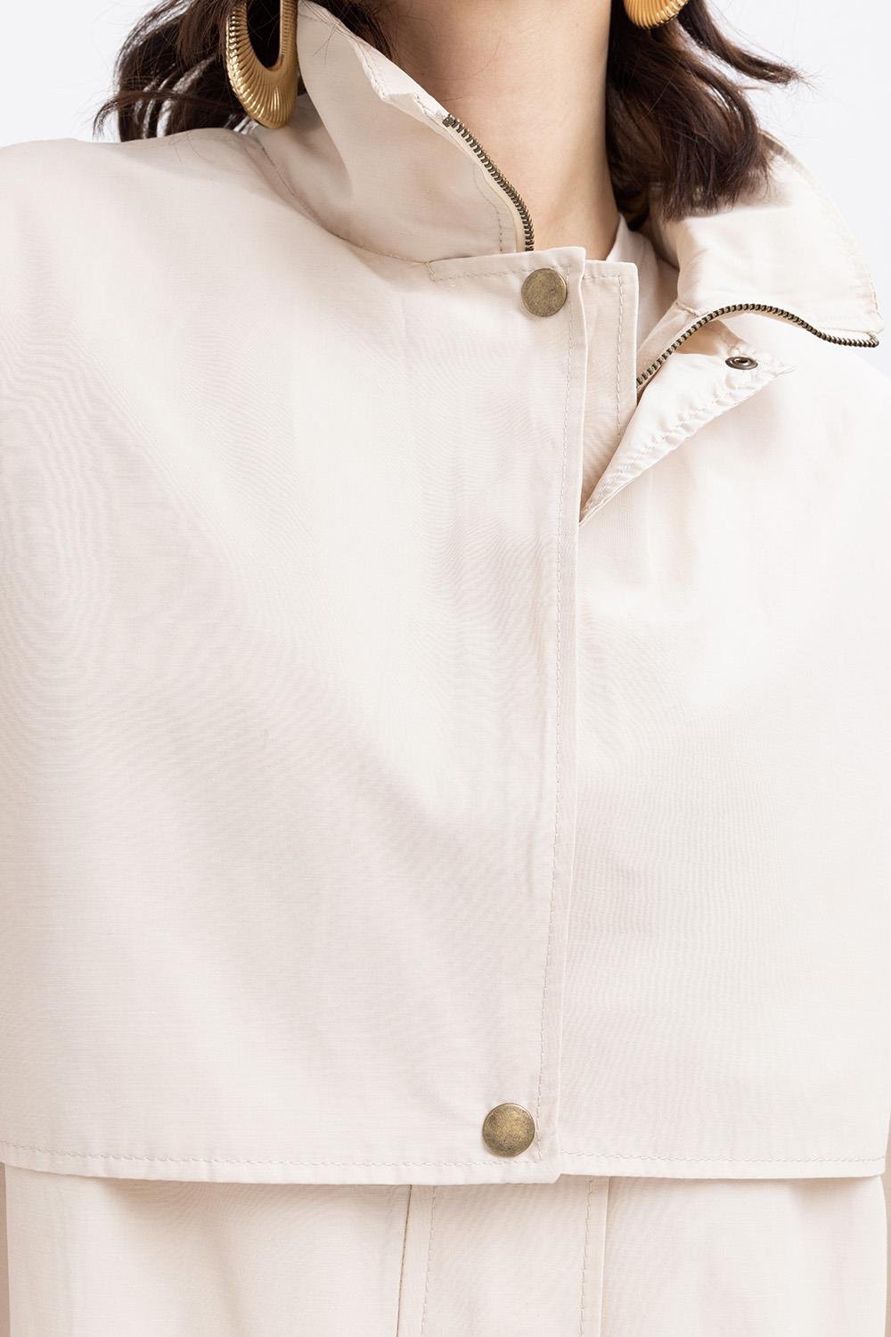 Taş-Cepli Rüzgarlıklı Trençkot