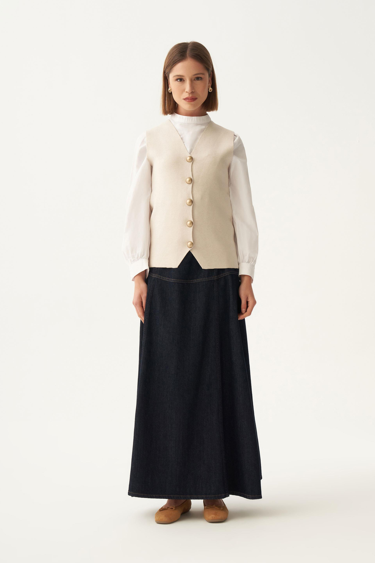 Taş-Dügmeli V Yaka Triko Hırka