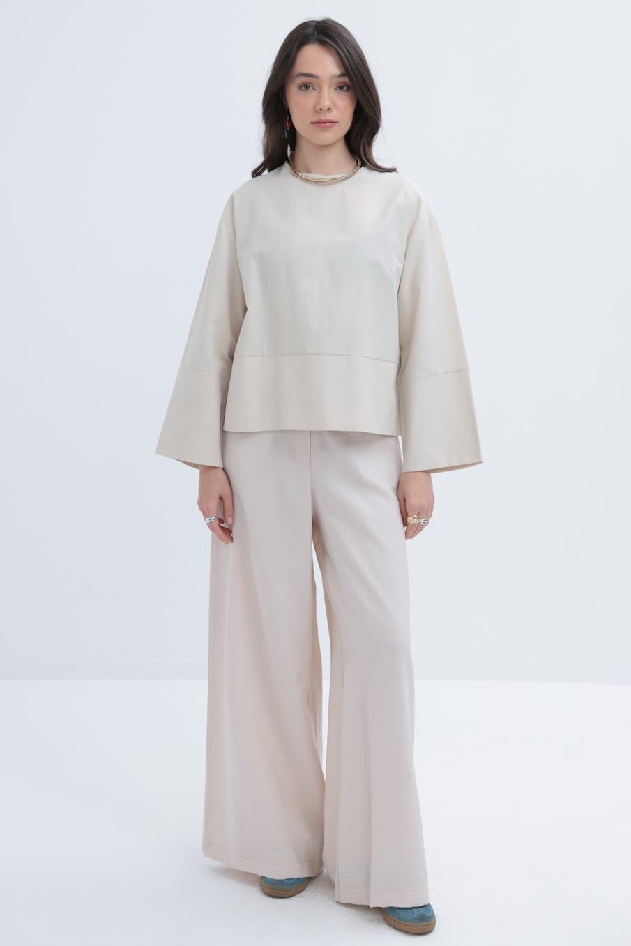 Stone-Zippered Blouse