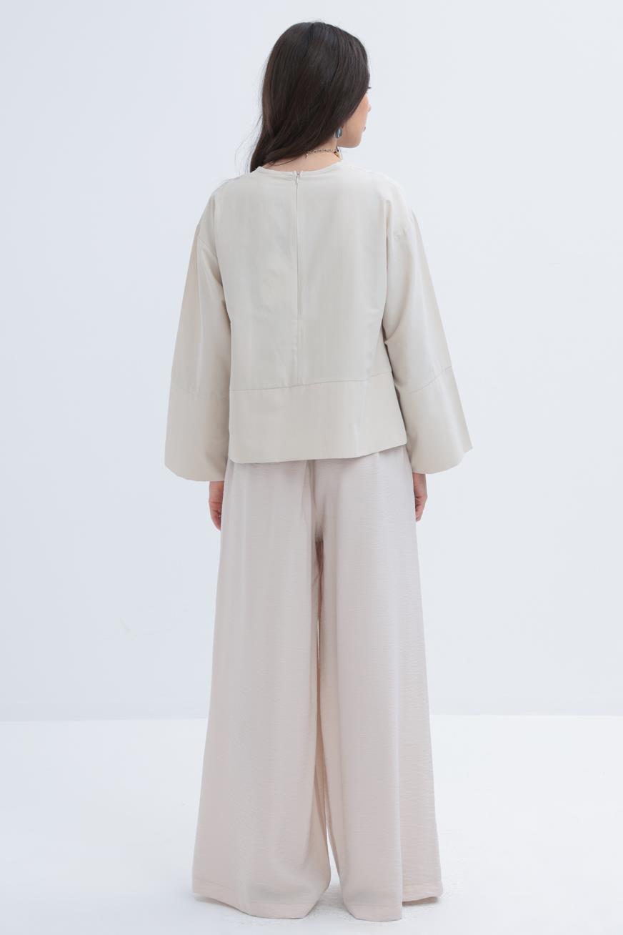 Stone-Zippered Blouse