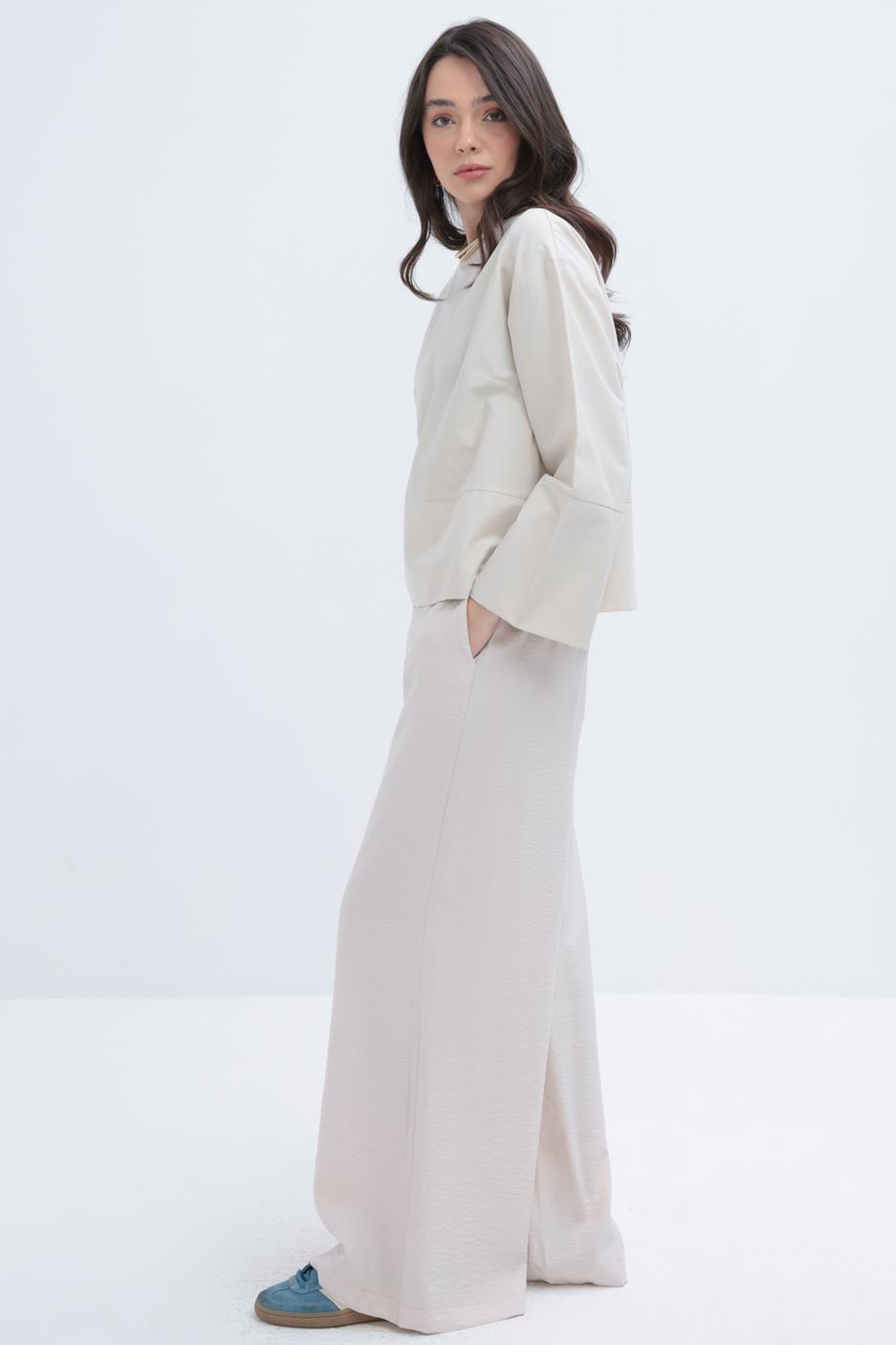 Stone-Zippered Blouse