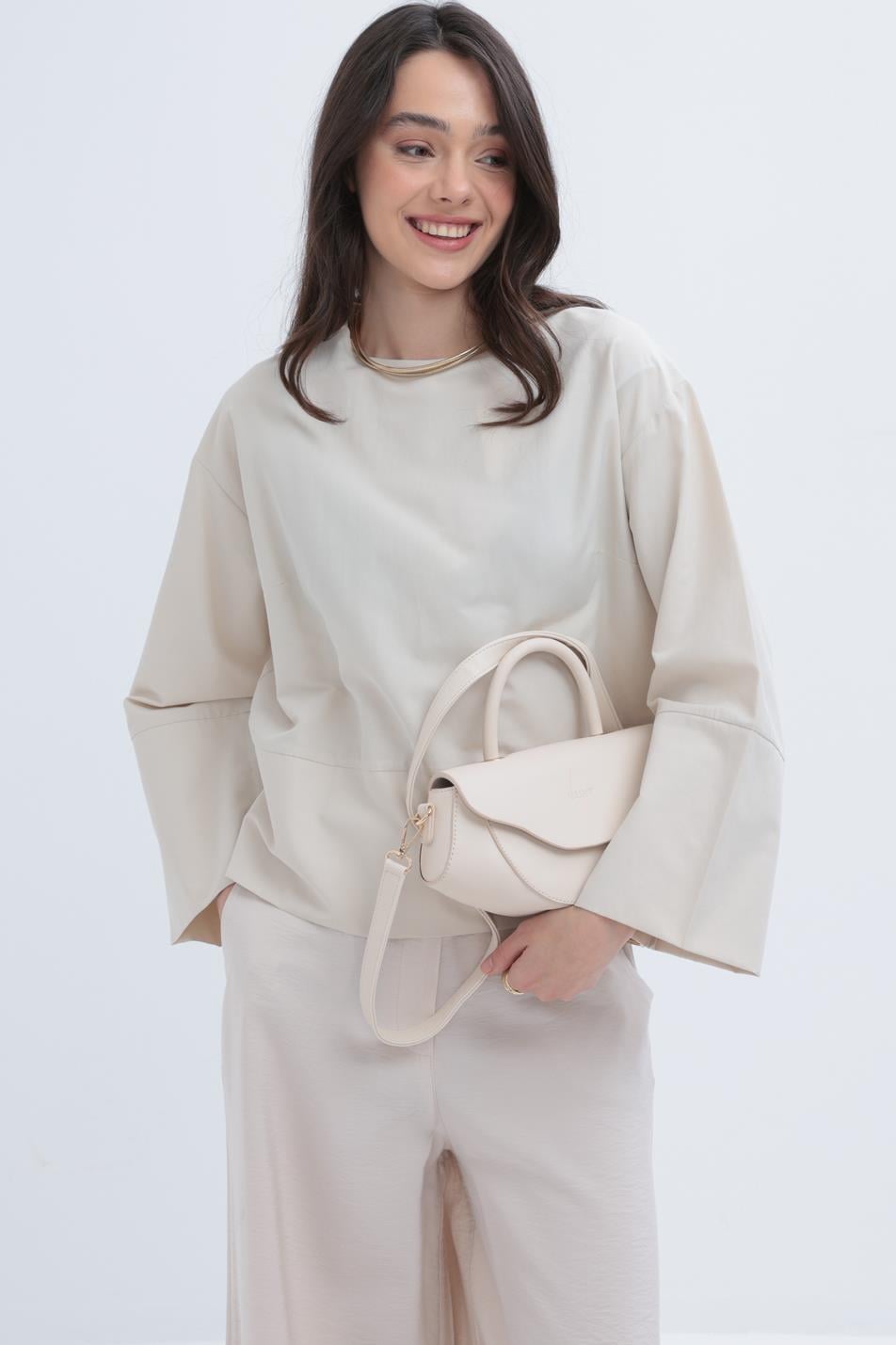 Stone-Zippered Blouse