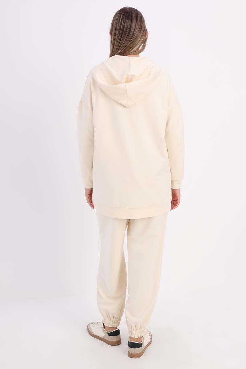 Taş-Kapüşonlu Fermuarlı Sweat Hırka